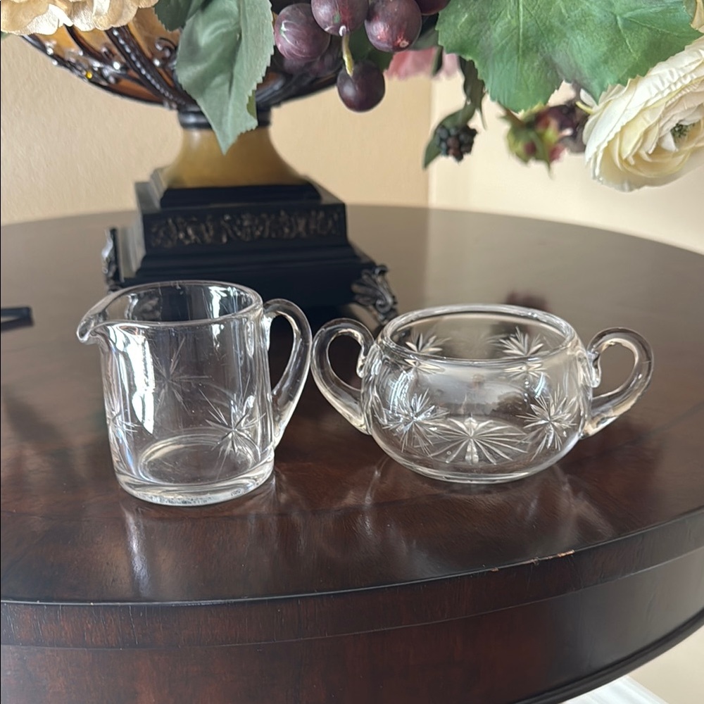 Glass Creamer and Sugar Bowl Set